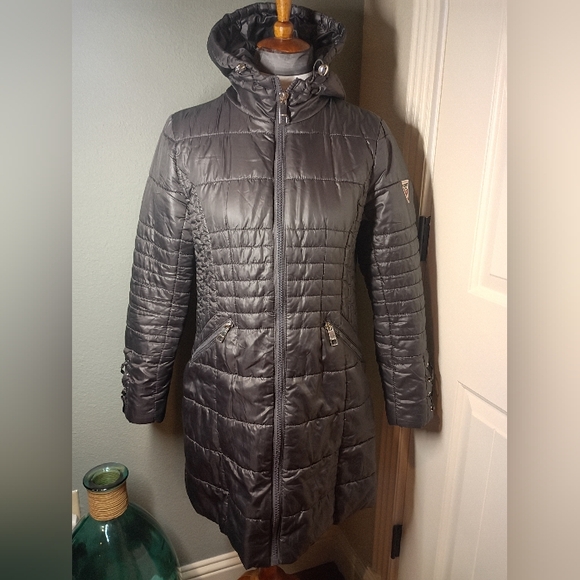 Guess Jackets & Blazers - Guess Long Black Puffer Coat W/ Hood - New - Small